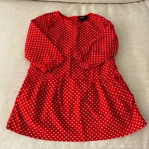 Red Corduroy Dress with heart print, 2T